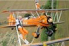 Nine-year-old girls break wing-walking formation world record in Cirencester